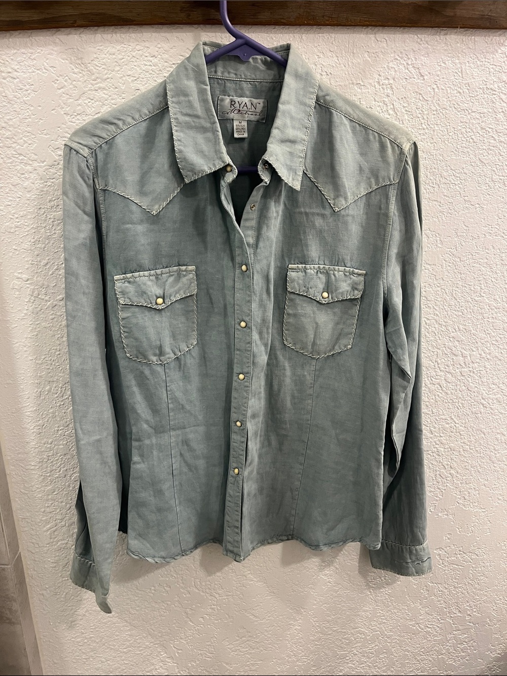 Ryan Michael Sage Green/light blue Western-Style Women's Button-Down Shirt
